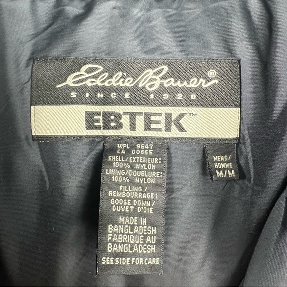 EDDIE BAUER EB TEK Goose Down Men's Black Puffer Vest Size Medium Full Zip - Picture 2 of 9